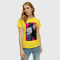 Футболка хлопковая женская Дандадан Кэн Такакура, цвет: желтый — фото 2