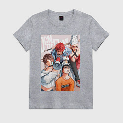 Футболка хлопковая женская Дандадан: Кэн Такакура, цвет: меланж