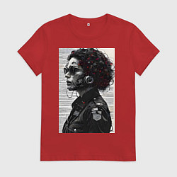 Женская футболка Кибер портрет