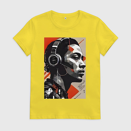 Женская футболка Музыка портрет / Желтый – фото 1