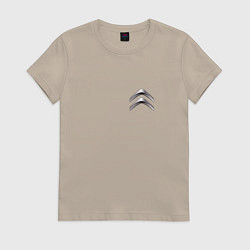 Футболка хлопковая женская Citroen metal logo, цвет: миндальный