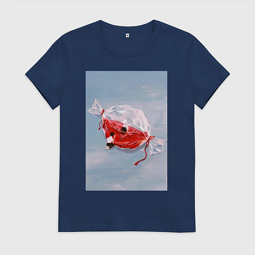 Женская футболка Евангелион Синдзи Икари Рей Аянами / Тёмно-синий – фото 1