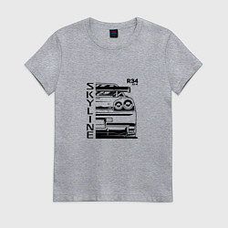 Футболка хлопковая женская Nissan Skyline GT-R, цвет: меланж