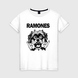 Футболка хлопковая женская Ramones - rock dog, цвет: белый