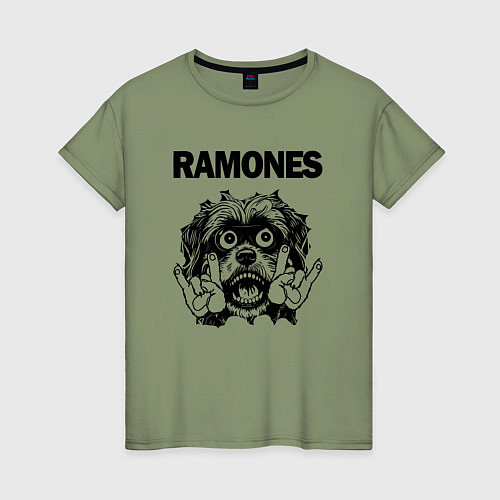 Женская футболка Ramones - rock dog / Авокадо – фото 1