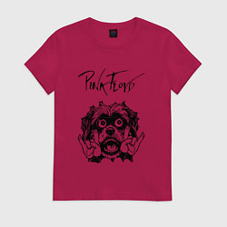 Футболка хлопковая женская Pink Floyd - rock dog, цвет: маджента