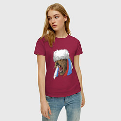 Футболка хлопковая женская Русский медведь арт, цвет: маджента — фото 2