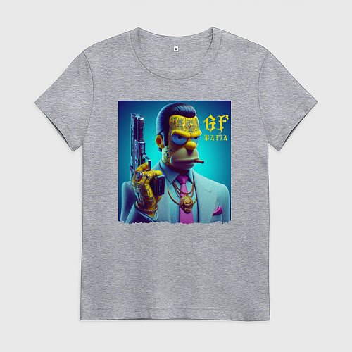 Женская футболка Homer Simpson - godfather of the mafia / Меланж – фото 1