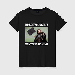 Футболка хлопковая женская Winter is coming, цвет: черный