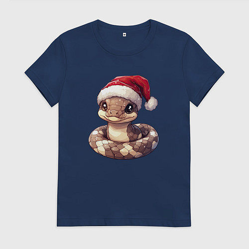 Женская футболка Песочная новогодняя змея / Тёмно-синий – фото 1