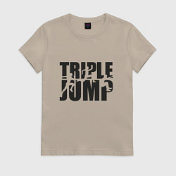 Футболка хлопковая женская Тройной прыжок, цвет: миндальный
