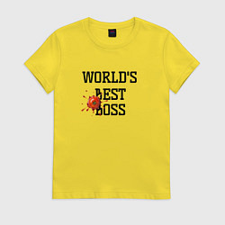 Футболка хлопковая женская Worlds best boss, цвет: желтый