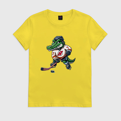 Женская футболка Crocodile is the forward of the New Jersey devils / Желтый – фото 1