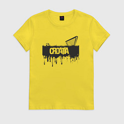 Футболка хлопковая женская Футбол - Хорватия, цвет: желтый