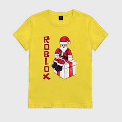 Футболка хлопковая женская Санта Клаус - Роблокс, цвет: желтый