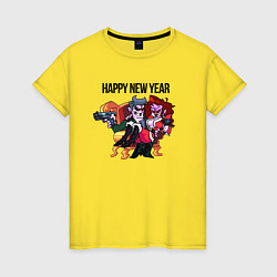 Футболка хлопковая женская Friday Night Funkin - Happy New Year, цвет: желтый