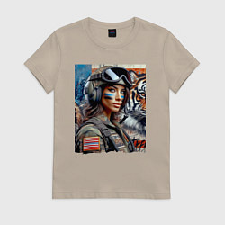 Женская футболка Крутая девчонка пилот ВВС