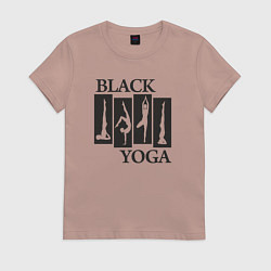 Футболка хлопковая женская Yoga black, цвет: пыльно-розовый
