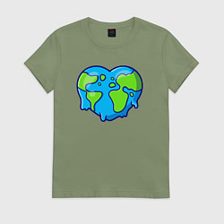 Футболка хлопковая женская Earth lover, цвет: авокадо