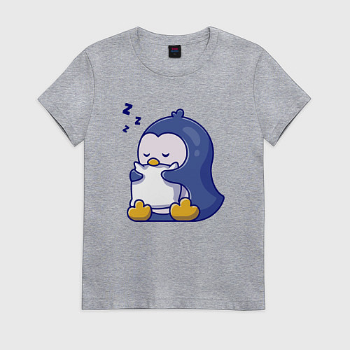 Женская футболка Сонный пингвин / Меланж – фото 1