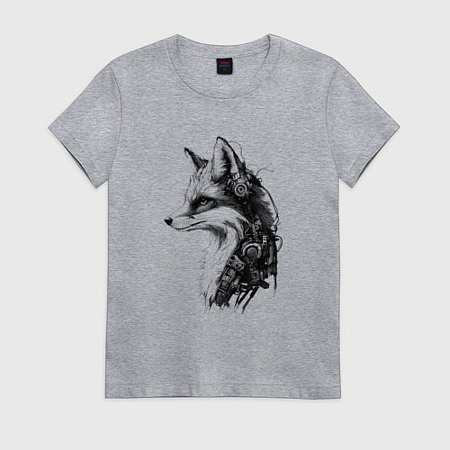 Женская футболка Лис-андроид / Меланж – фото 1