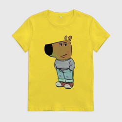 Футболка хлопковая женская Чиловый парень, цвет: желтый