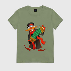 Футболка хлопковая женская Мужичок усатый, цвет: авокадо