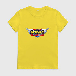 Футболка хлопковая женская Team Sonic racing - logo, цвет: желтый