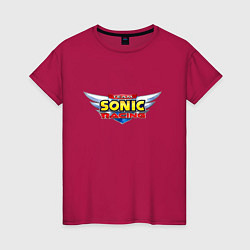 Футболка хлопковая женская Team Sonic racing - logo, цвет: маджента