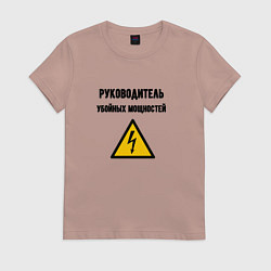 Футболка хлопковая женская Руководитель убойных мощностей - электрик, цвет: пыльно-розовый