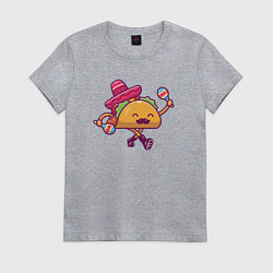Футболка хлопковая женская Забавный тако, цвет: меланж