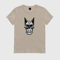 Футболка хлопковая женская Skull symbol, цвет: миндальный