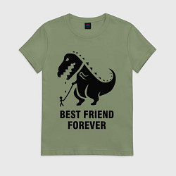 Футболка хлопковая женская Godzilla best friend, цвет: авокадо