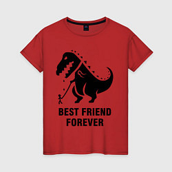 Футболка хлопковая женская Godzilla best friend, цвет: красный