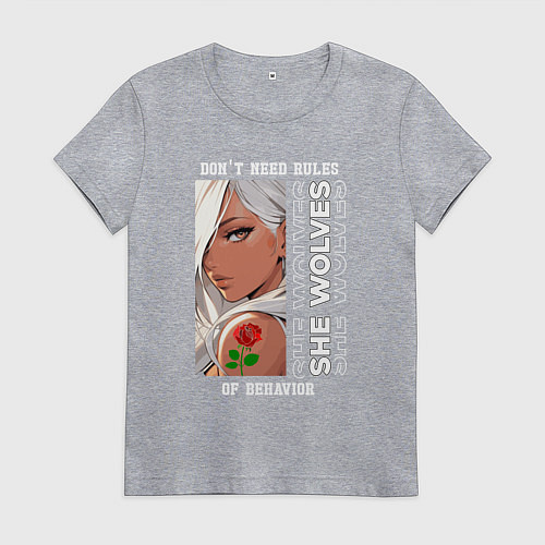Женская футболка Девушка из аниме с розой / Меланж – фото 1