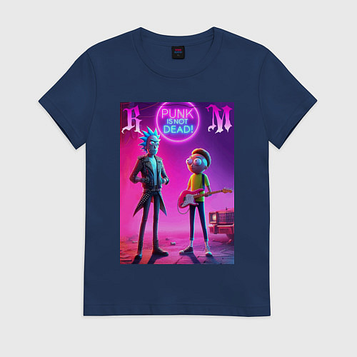 Женская футболка Rick and Morty - neon fantasy / Тёмно-синий – фото 1