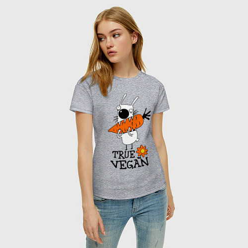 Женская футболка True vegan (истинный веган) / Меланж – фото 3