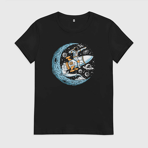 Женская футболка Полёт на ракете / Черный – фото 1