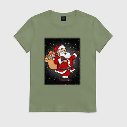 Женская футболка Санта Клаус с мешком
