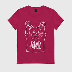 Футболка хлопковая женская Dead by April - cat rock, цвет: маджента