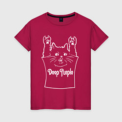 Футболка хлопковая женская Deep Purple - cat rock, цвет: маджента