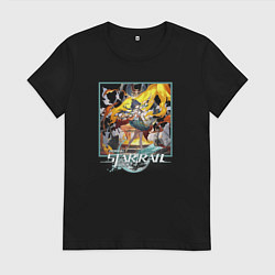 Футболка хлопковая женская Юньли, цвет: черный