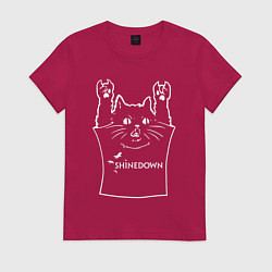 Футболка хлопковая женская Shinedown - cat rock, цвет: маджента