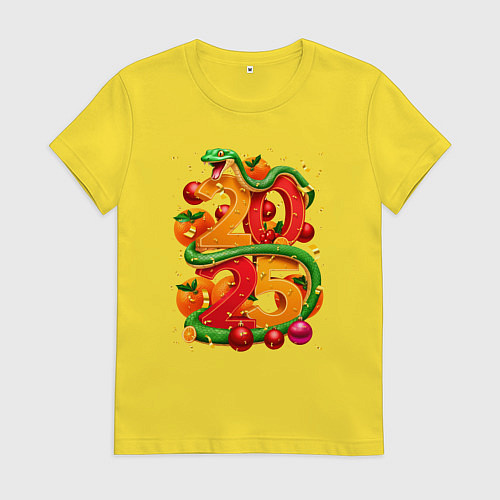 Женская футболка Счастливая змея 2025 / Желтый – фото 1