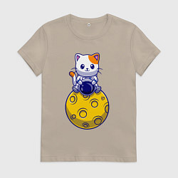Женская футболка Котик на луне