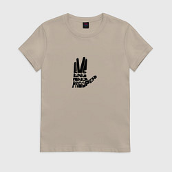 Футболка хлопковая женская Живи долго и процветай, цвет: миндальный