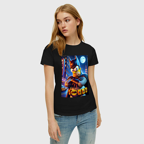 Женская футболка Batsimpson - ai art collaboration / Черный – фото 3