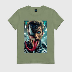 Футболка хлопковая женская Venom and Eddie - ai art fantasy, цвет: авокадо