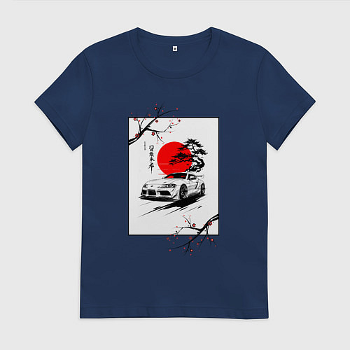 Женская футболка Toyota Supra sakura / Тёмно-синий – фото 1