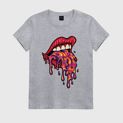 Футболка хлопковая женская Crazy lips, цвет: меланж